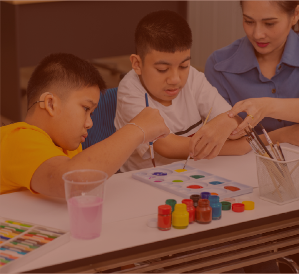 A few children painting